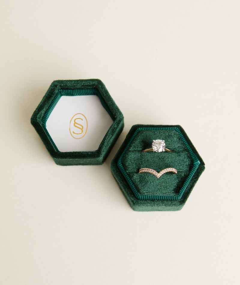 Velvet Ring Box - Forest Green