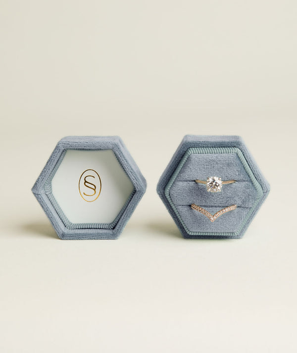 Velvet Ring Box - Dusty Blue