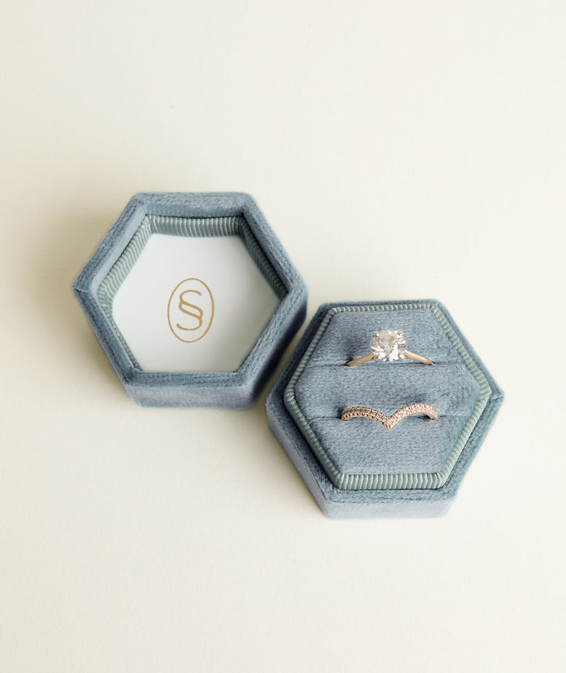 Velvet Ring Box - Dusty Blue
