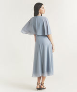 Cape Overlay Chiffon Midaxi Dress - Pale Blue
