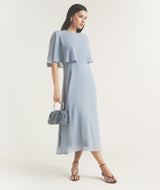 Cape Overlay Chiffon Midaxi Dress - Pale Blue