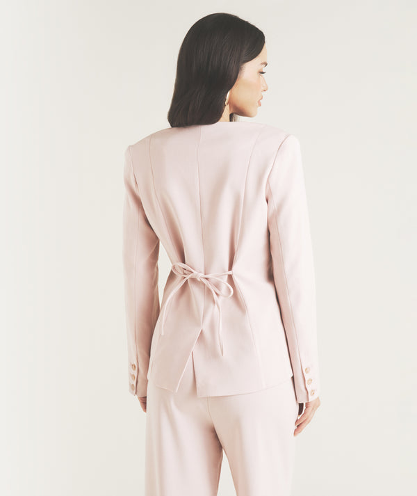 Collarless Tailored Jacket - Pink