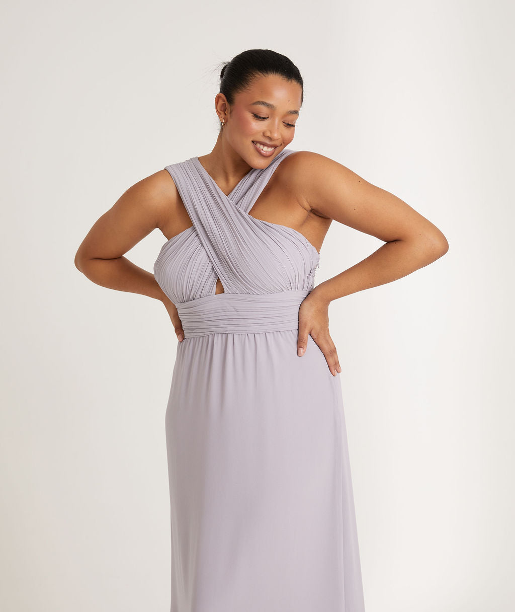 Cross Neck Chiffon Bridesmaid Dress