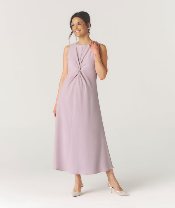 Knot Detail Sleeveless Midi Dress - Pale Lilac