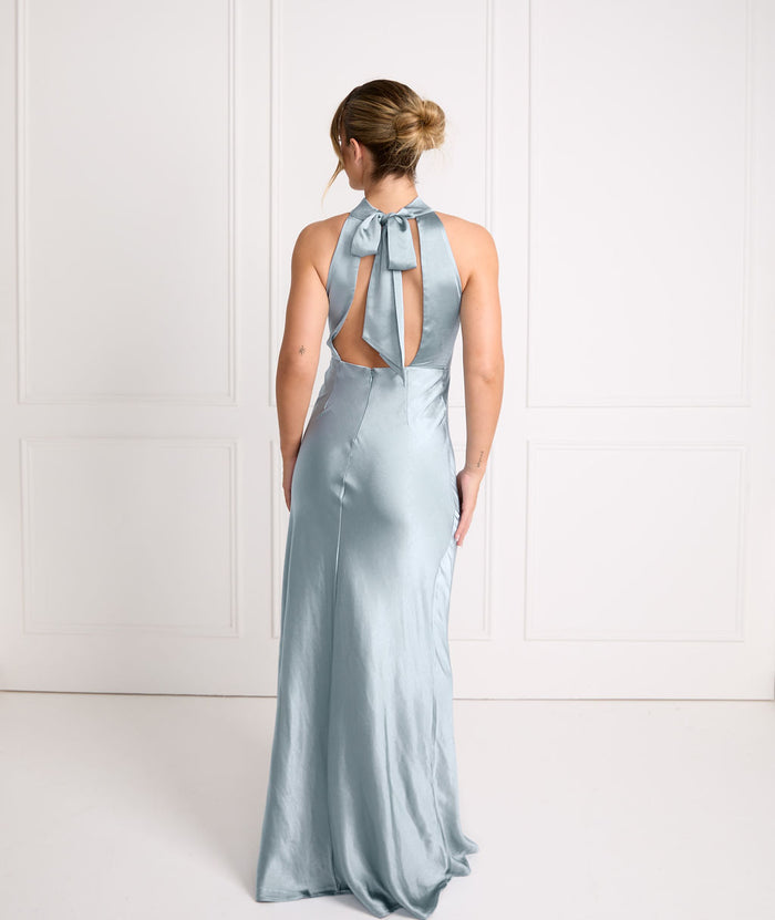 Halter Neck Satin Bridesmaid Dress