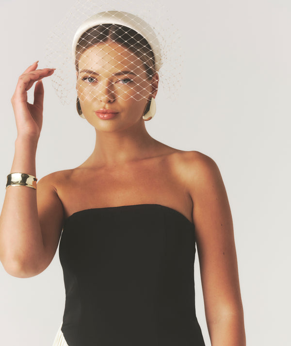 Mesh Overlay Satin Fascinator - Lemon