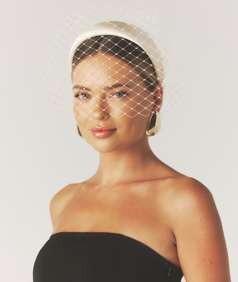 Mesh Overlay Satin Fascinator - Lemon