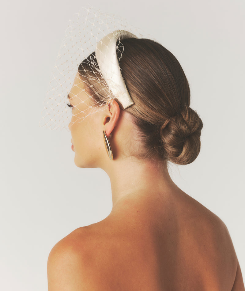 Mesh Overlay Satin Fascinator - Lemon