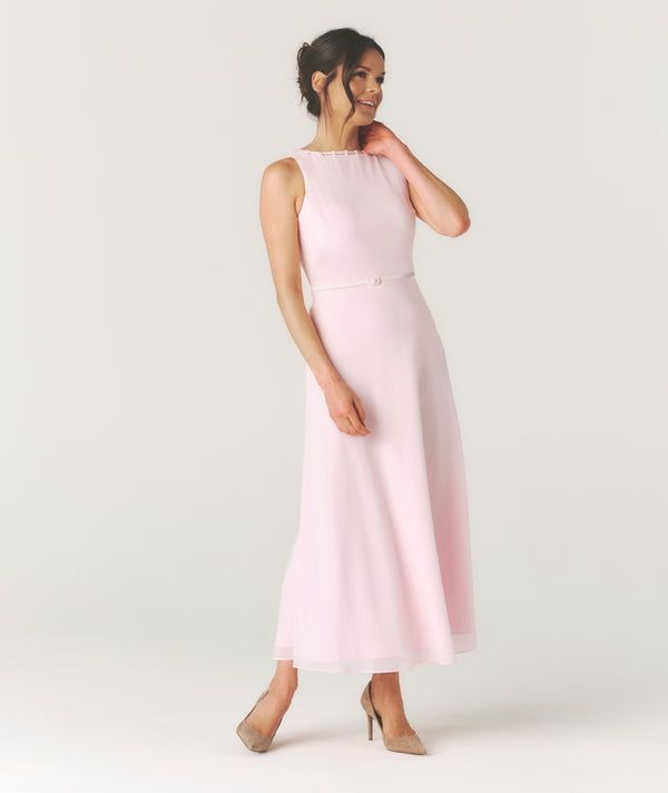 Tailored Trim Detail Midi Dress - Pale Pink