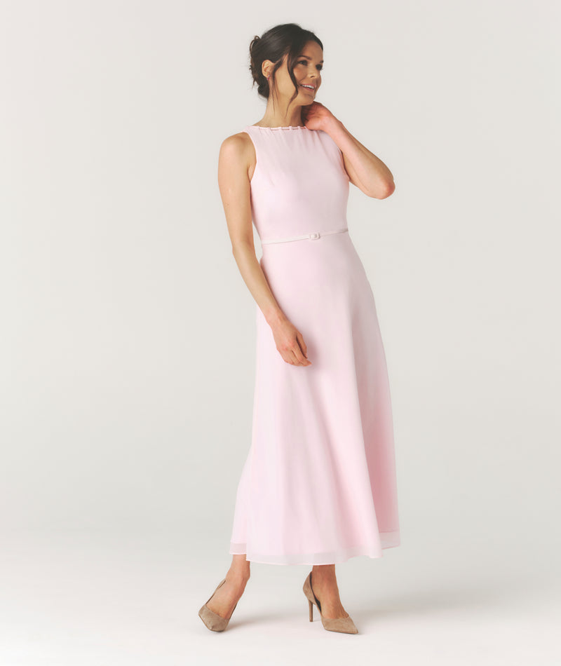 Tailored Trim Detail Midi Dress - Pale Pink