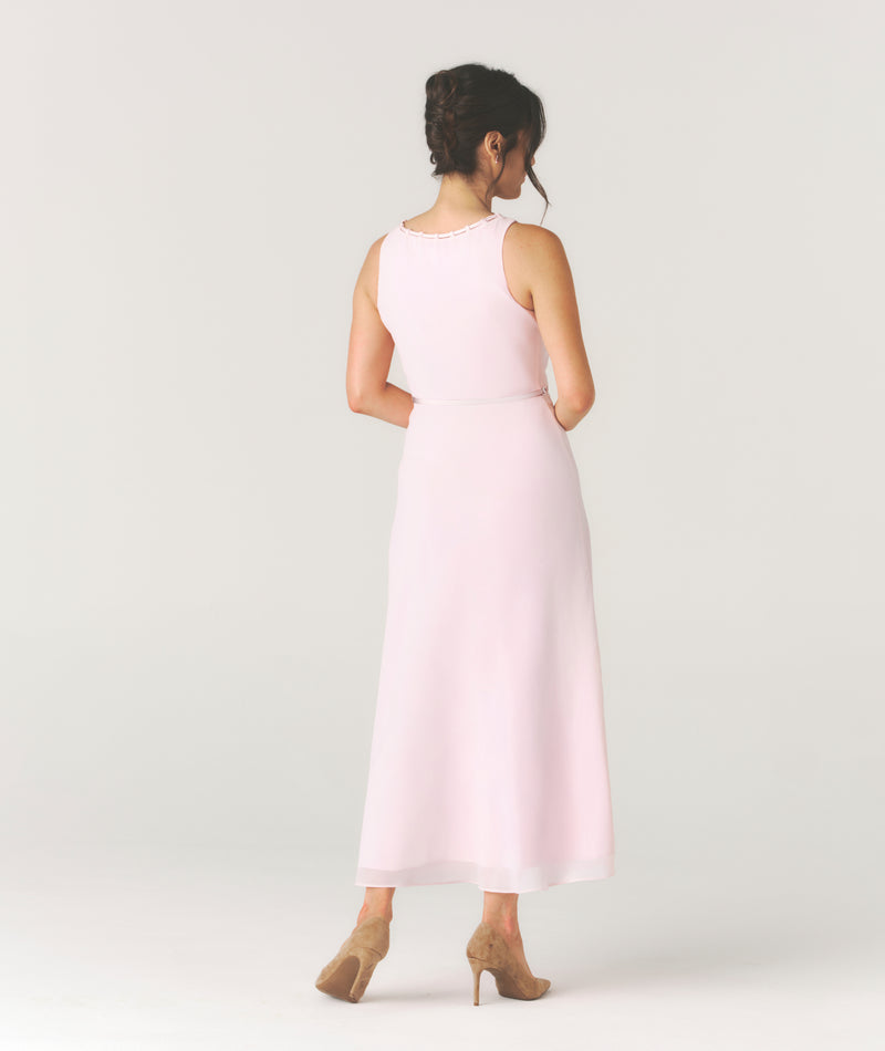 Tailored Trim Detail Midi Dress - Pale Pink