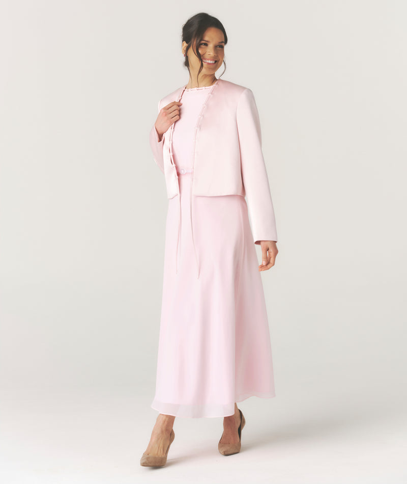 Tailored Trim Detail Midi Dress - Pale Pink