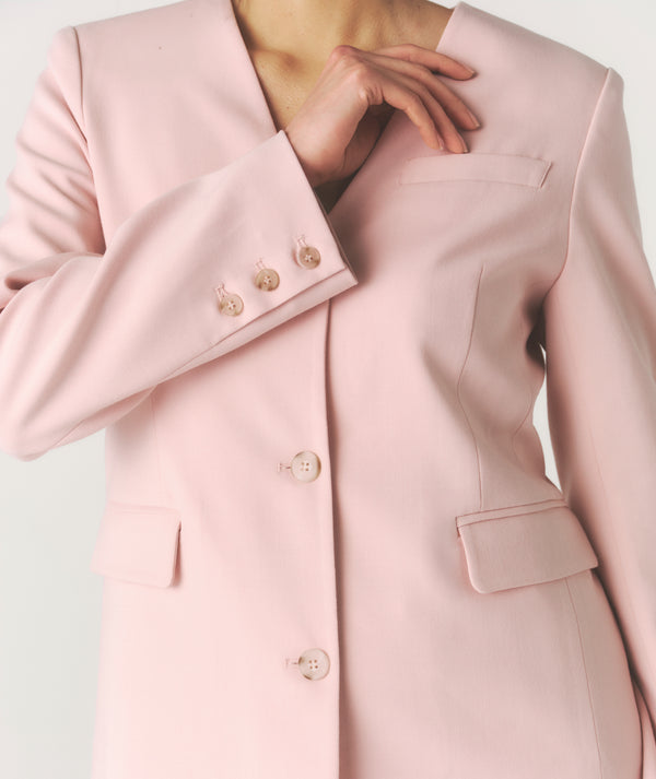 Collarless Tailored Jacket - Pink