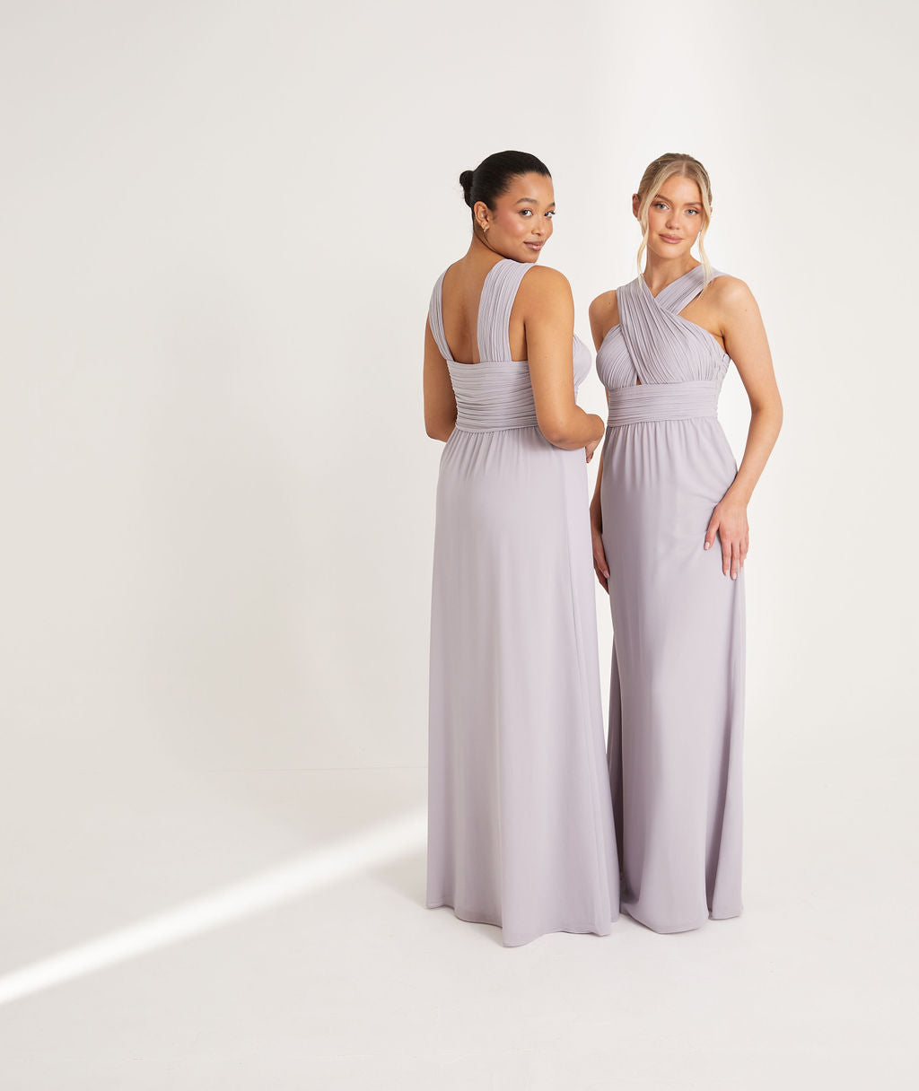 Double Straps Chiffon Long Bridesmaid Dress Lilac