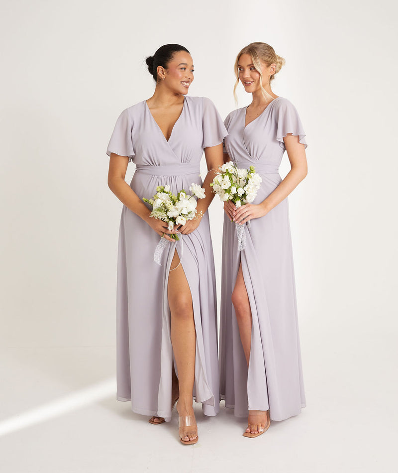 angel sleeve bridesmaid dresses Women's Angel Sleeve Tiered Bridesmaid Maxi Dress, Sage