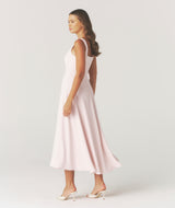 Seam Detail Satin Shift Dress - Baby Pink