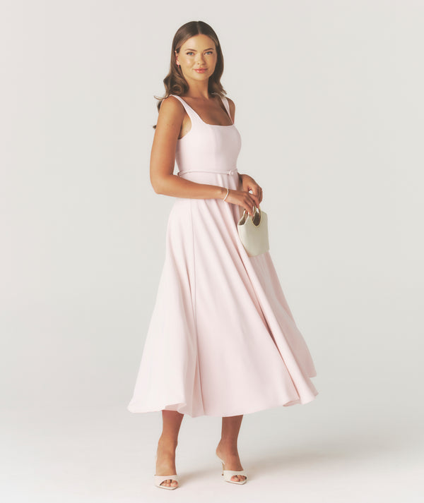 Seam Detail Satin Shift Dress - Baby Pink