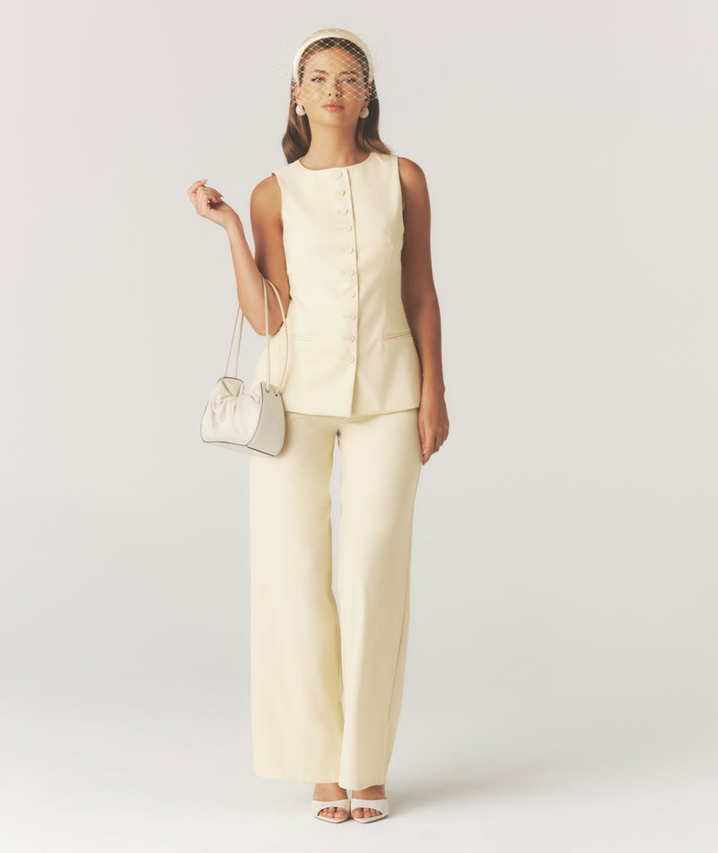 Button Through Tailored Waistcoat - Lemon