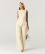 Tailored Wide Leg Trousers - Lemon