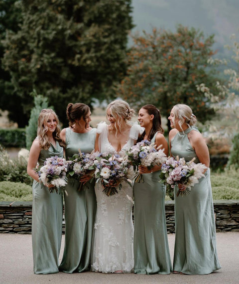 Cowl Back Satin Bridesmaid Dress - Champagne main image 0