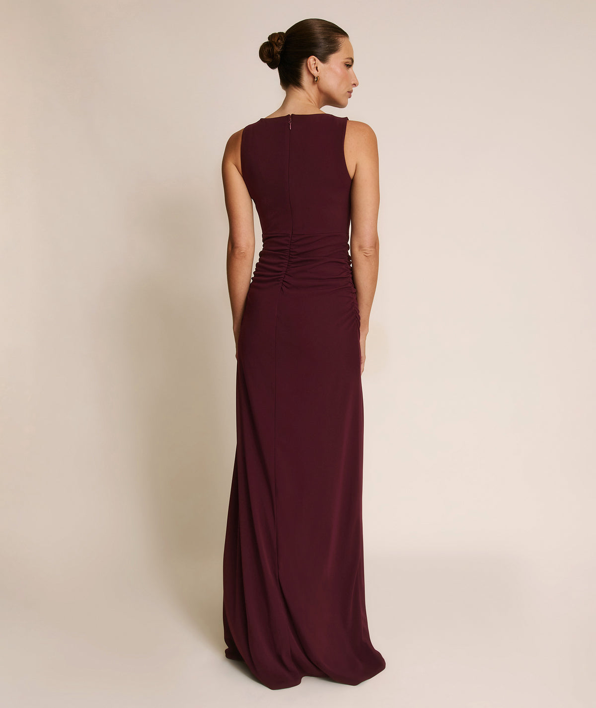 Drape Detail Stretch Sculpt Bridesmaid - Merlot