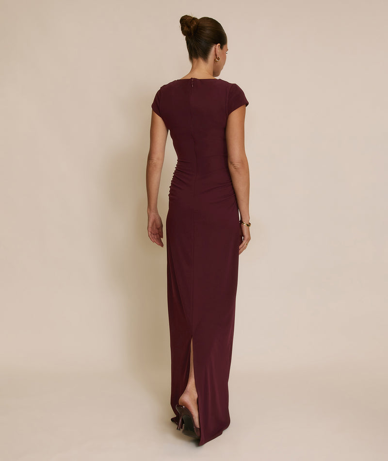 Twist Bust Stretch Sculpt Bridesmaid Dress - Merlot