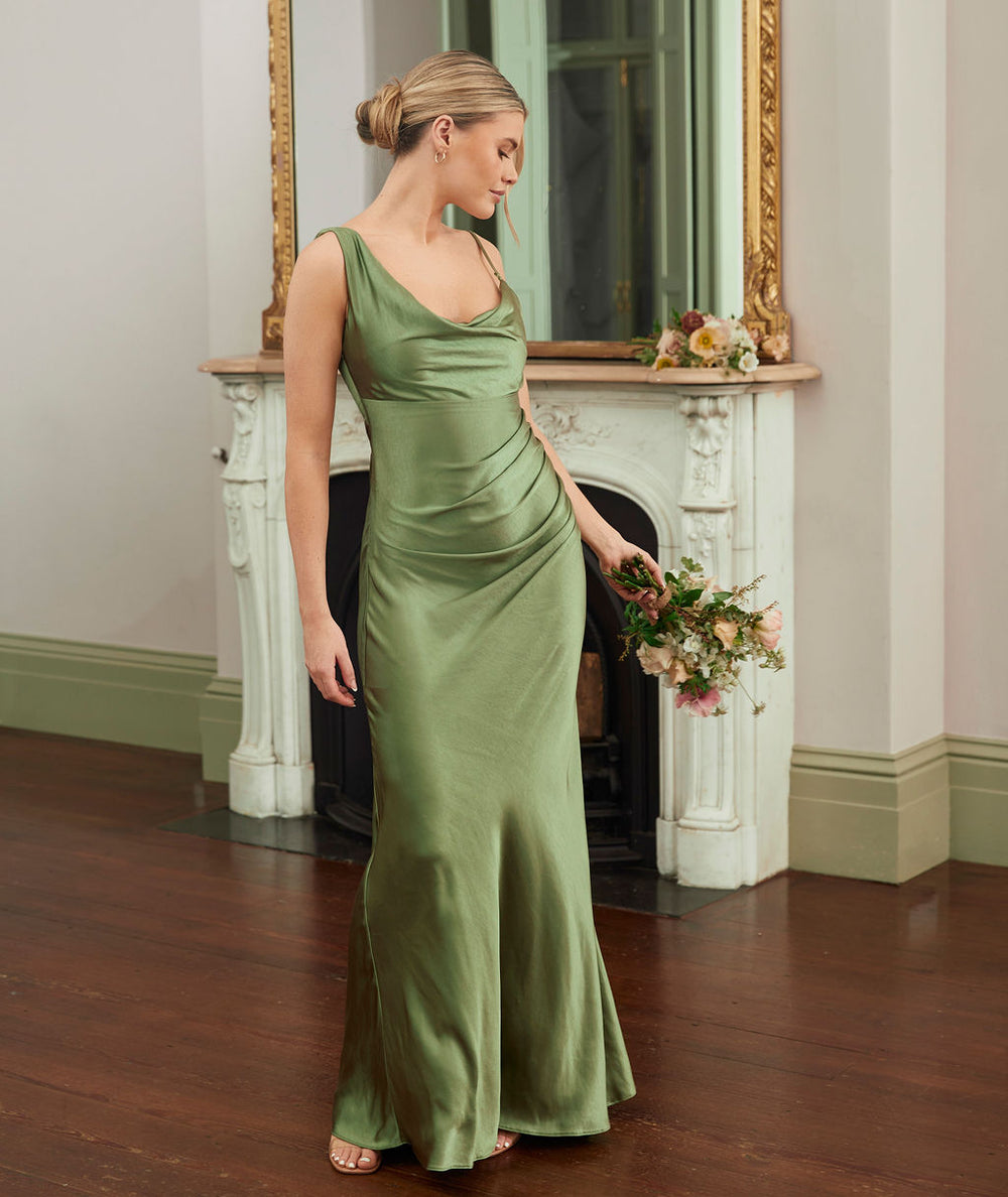 sachin and babi light blue dress Kylee Chic Long Sleeves Ruched Slit Long Satin Formal Dresses