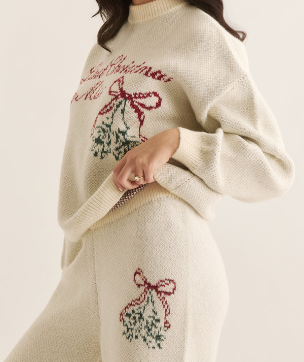 Knitted Mistletoe Trousers - Cream