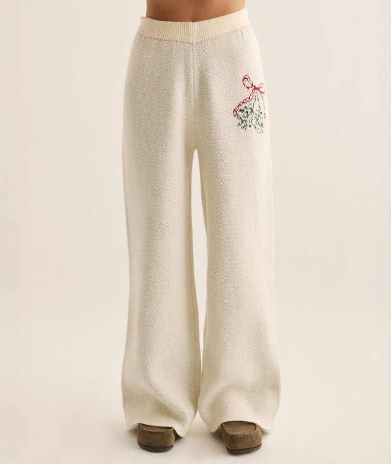 Knitted Mistletoe Trousers - Cream