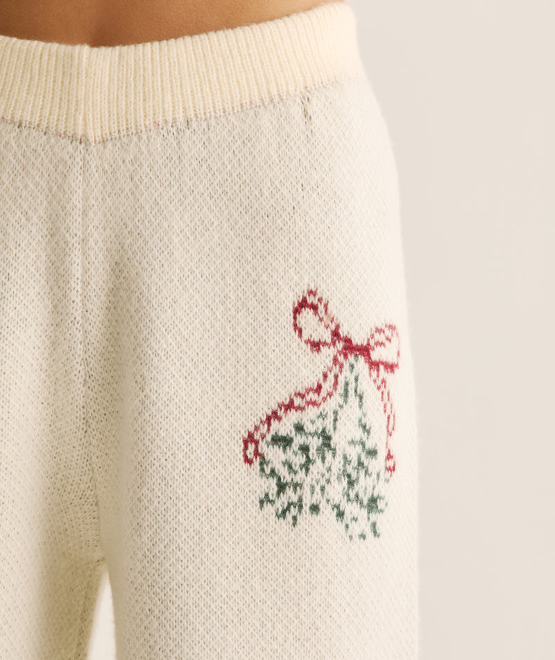 Knitted Mistletoe Trousers - Cream
