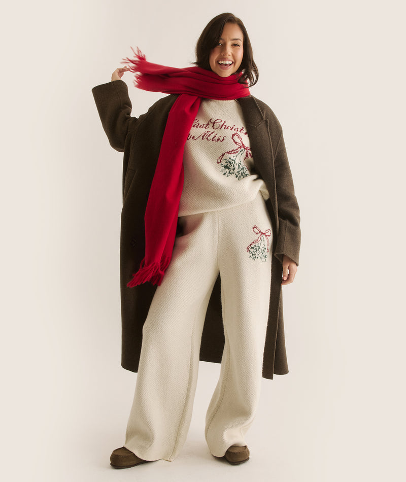 Knitted Mistletoe Trousers - Cream