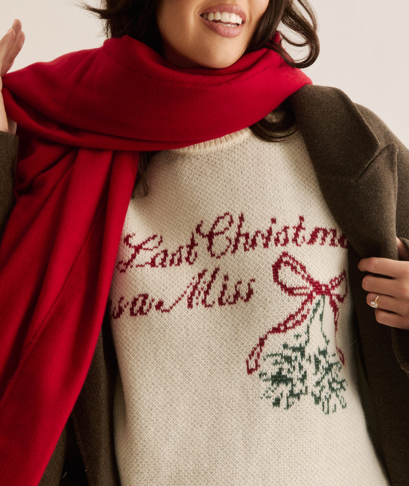 Last Christmas As A Miss Knitted Mistletoe Jumper - Cream