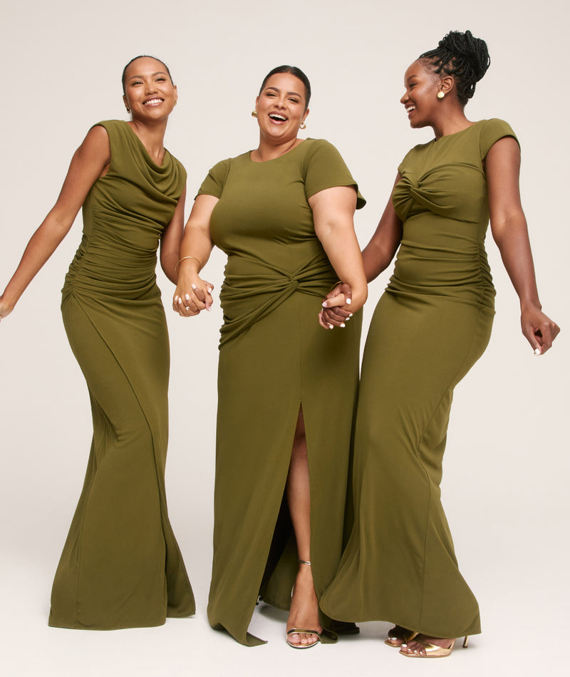 Twist Bust Stretch Sculpt Bridesmaid Dress - Fern Green
