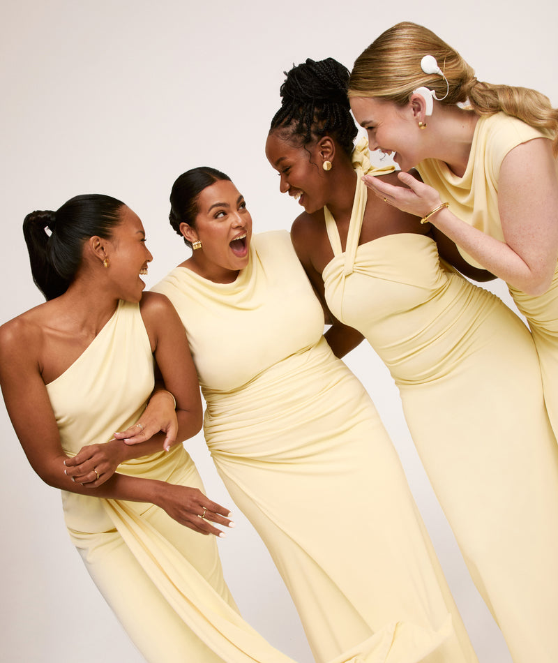 Halter Neck Stretch Sculpt Bridesmaid Dress - Lemon