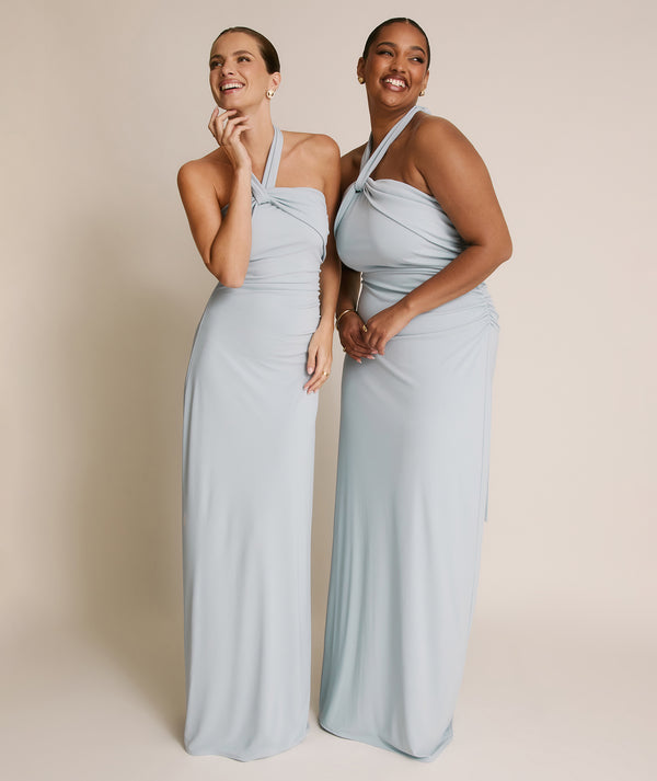 pale blue bridesmaid dresses Cowl Back Crepe Bridesmaid Dress