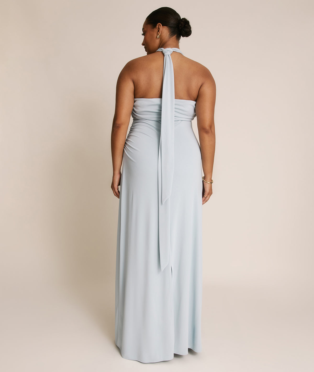 Halter Neck Stretch Sculpt Bridesmaid Dress - Pale Blue