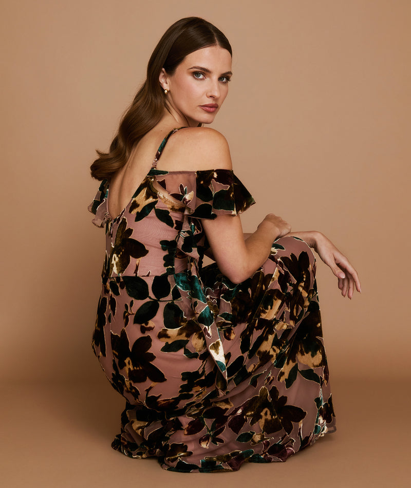 Floral Devore Strappy Dress