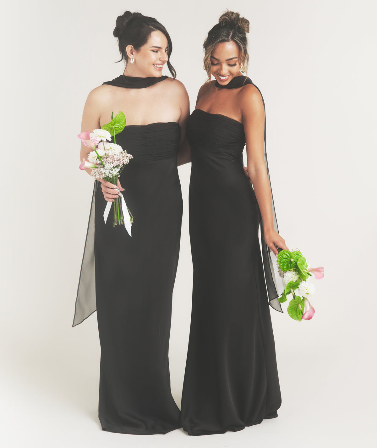 fitted black bridesmaid dresses ChicSew Mismatched Black Long Bridesmaid Dresses Online Sexy Chic Silky Soft Satin Mermaid / Satin Bridesmaid Gown, Black / B main image 1
