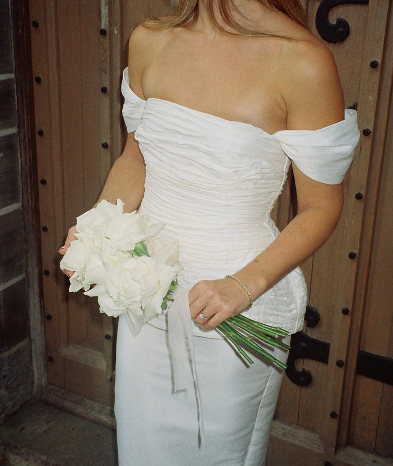 Bardot Peplum Midi Dress - Ivory