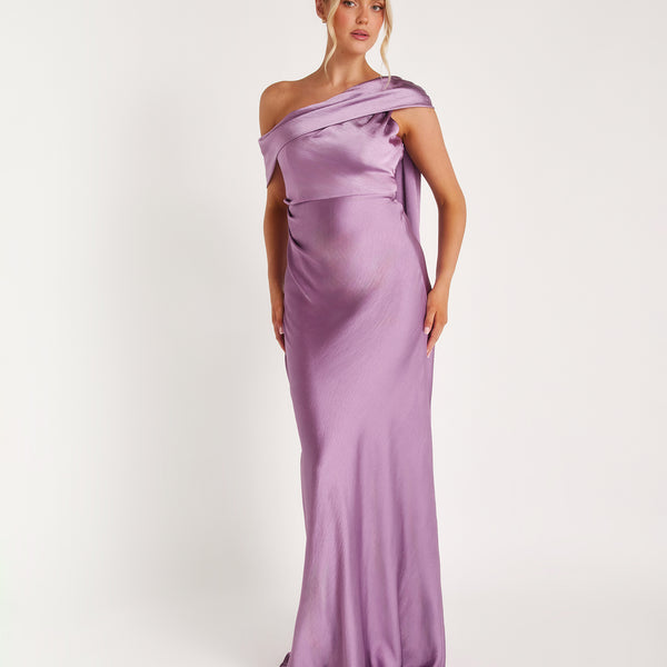princess polly baby blue dress One Shoulder Drape Satin Bridesmaid Dress