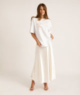 Bride Champagne Coupe Beaded Tee - White