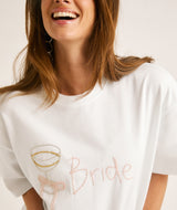Bride Champagne Coupe Beaded Tee - White