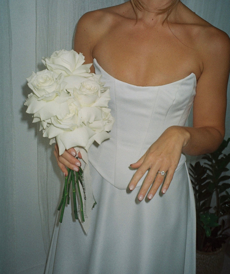 Satin Corset Midi Dress - Ivory