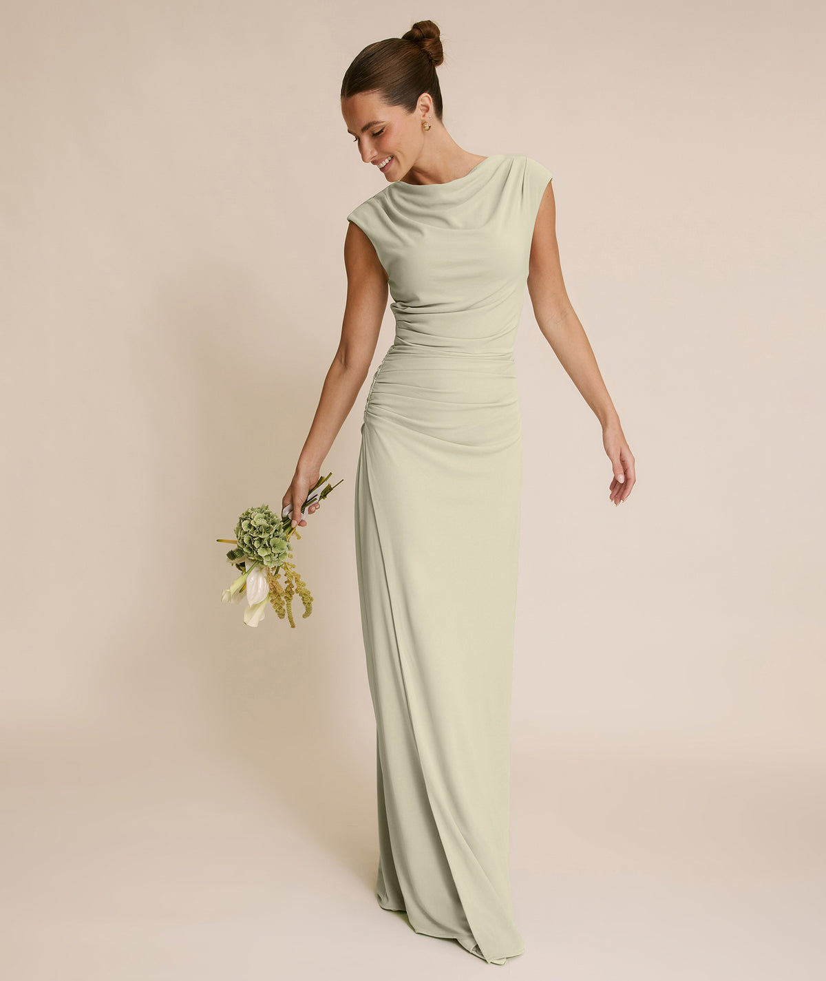 Wrap Tie Satin Bridesmaid Dress