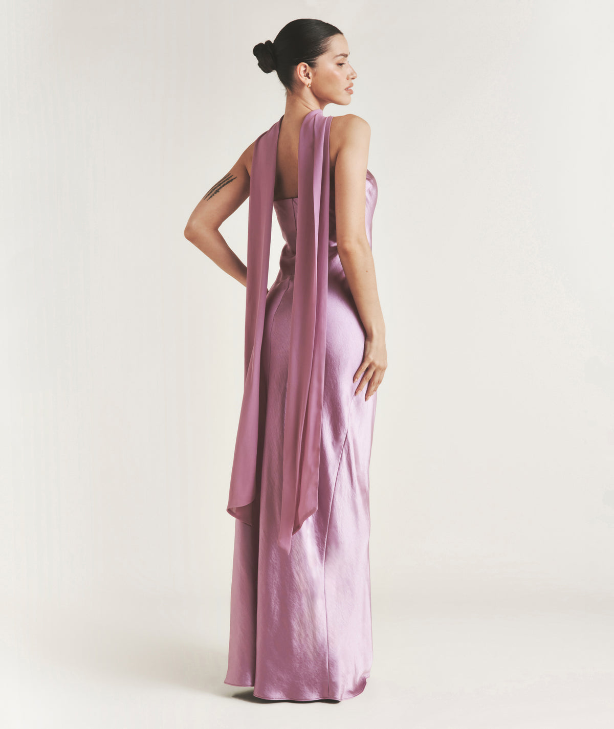 orchid bridesmaid dresses uk One Shoulder Drape Satin Dress Variant:Sweetheart Pink Small
