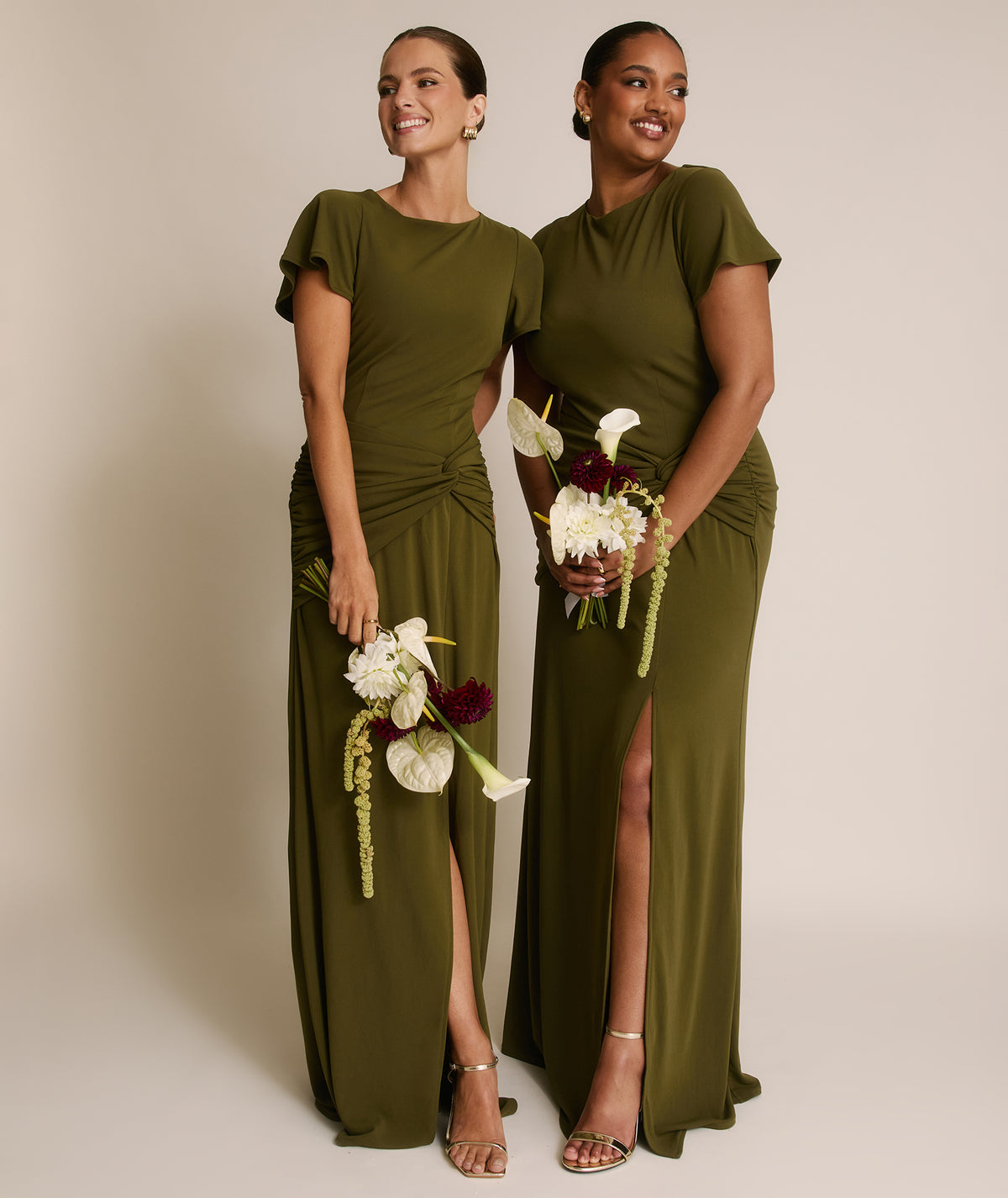 clearance plus size bridesmaid dresses Simple V-neck Blue Long Prom Dress, Chiffon Bridesmaid Dress With Spli main image 0