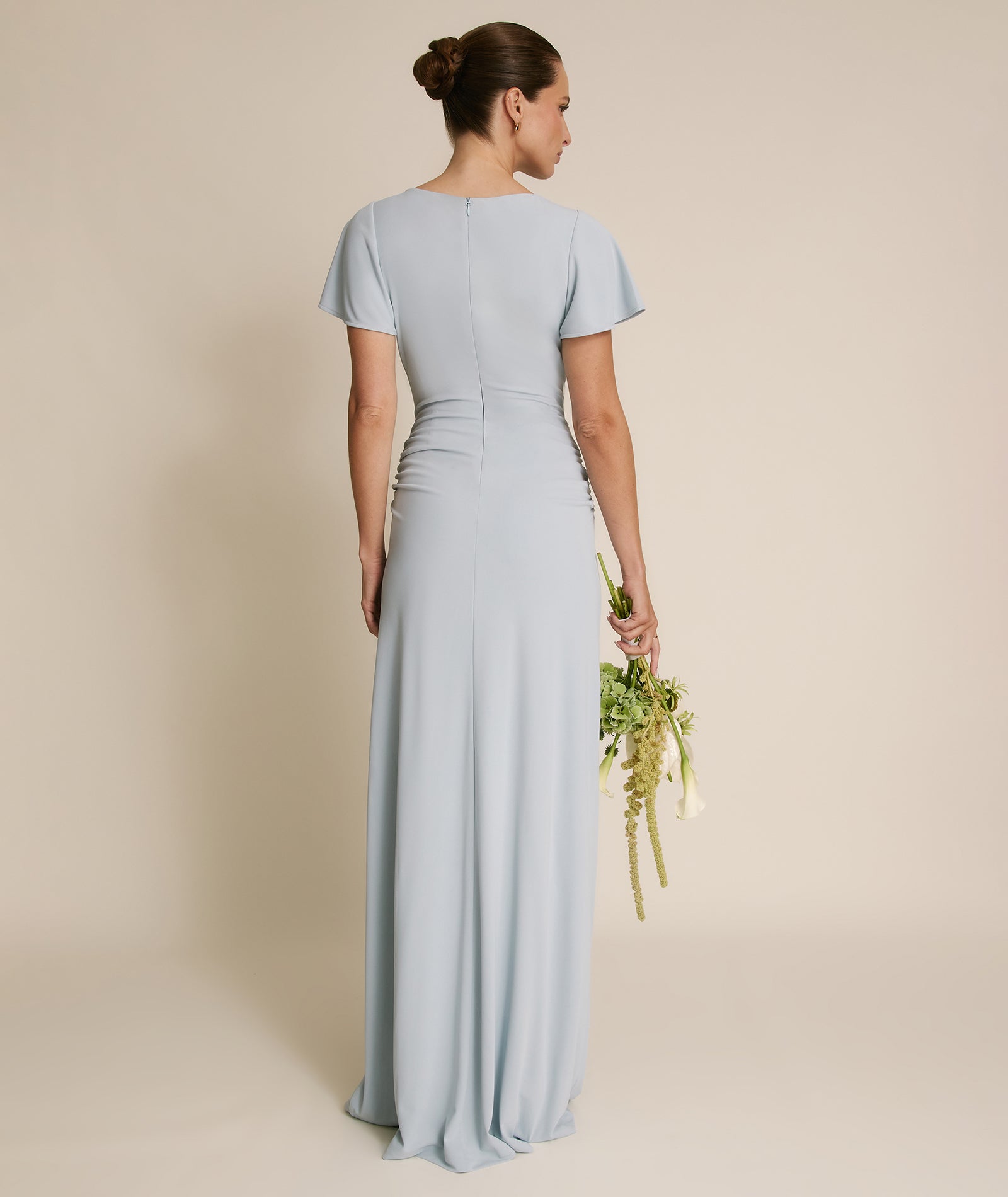 Flutter Sleeve Stretch Sculpt Bridesmaid Dress - Pale Blue – Six Stories