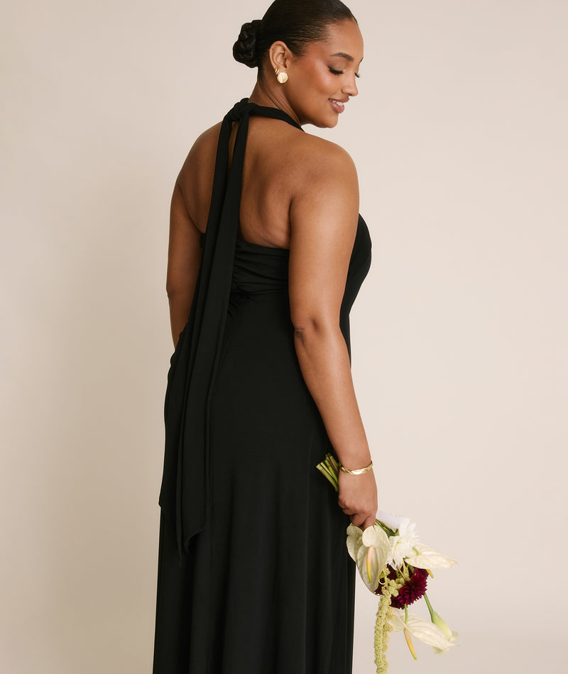 Halter Neck Stretch Sculpt Bridesmaid Dress - Black