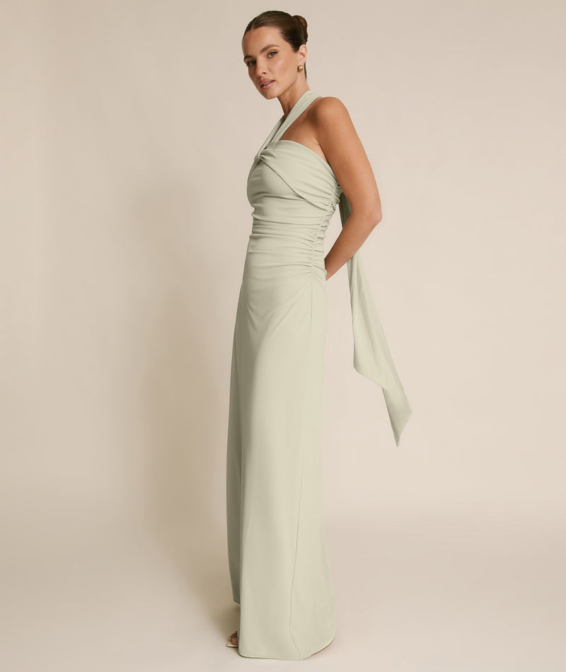 Halter Neck Stretch Sculpt Bridesmaid Dress - Soft Sage