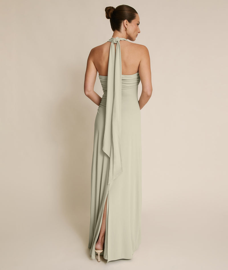 Halter Neck Stretch Sculpt Bridesmaid Dress - Soft Sage